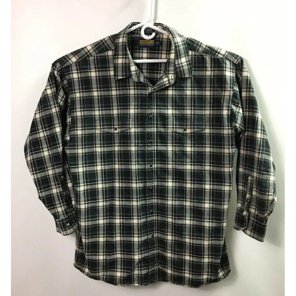 Pan Handle Slim western Shirt Pearl snap black white plaid Long Sleeve Size XXL